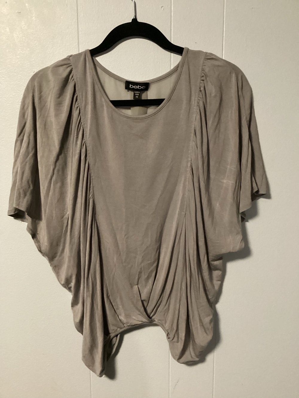 Women’s Gray Bebe XS Blouse w/ see thru back